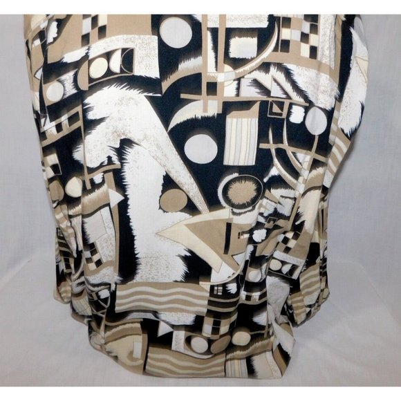 VTG Natural Issue By Feldini Men L Tan Black Geometric Shapes rayon Button Shirt - Picture 11 of 11